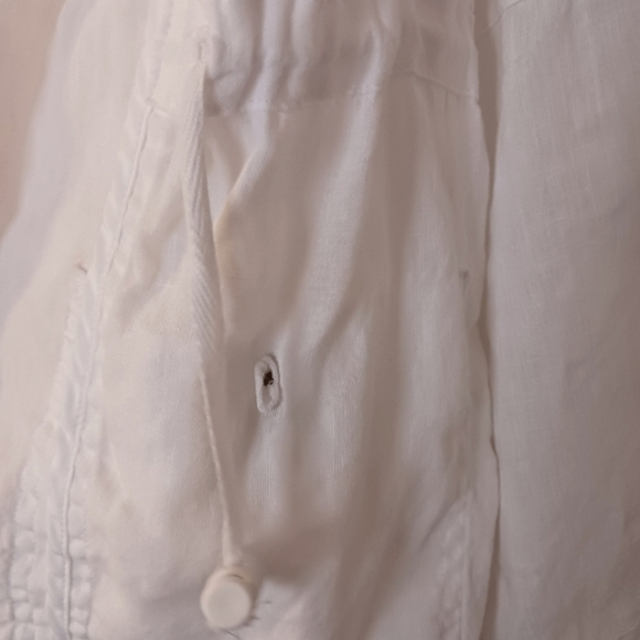Coldwater Creek Linen Casual Chic White Jacket Drawstring - Picture 9 of 14